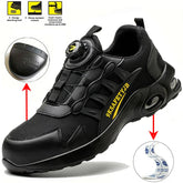 Men Rotating Button Safety Shoes Steel Toe Work Sneakers Indestructible Shoes Puncture-Proof Work Boots Air Cushion Safety Shoes